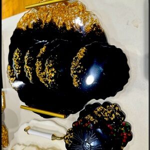 Resin custom made elegant  tray with coasters entertain your guests